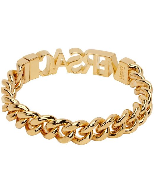 Bracelet doré à logo Versace pour homme en coloris Metallic