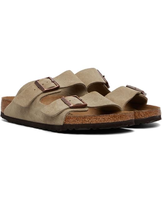 Birkenstock Brown Regular Arizona Suede Leather Sandals for men
