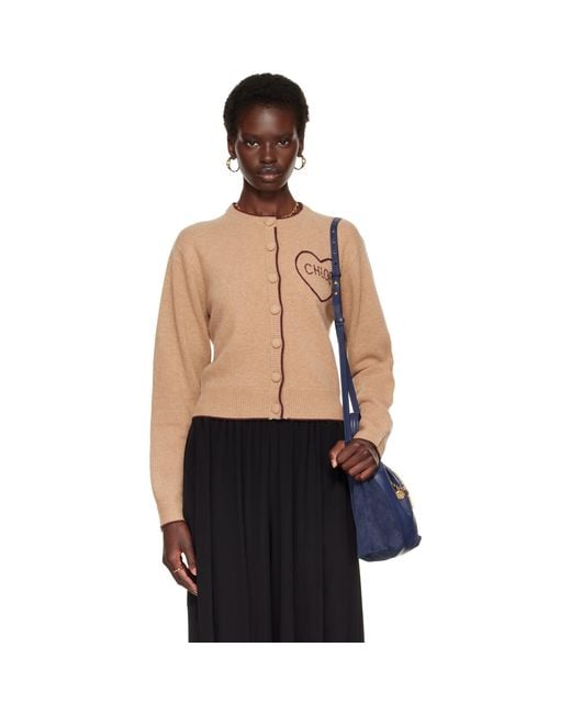 Chloé Blue Fitted Logo Cardigan