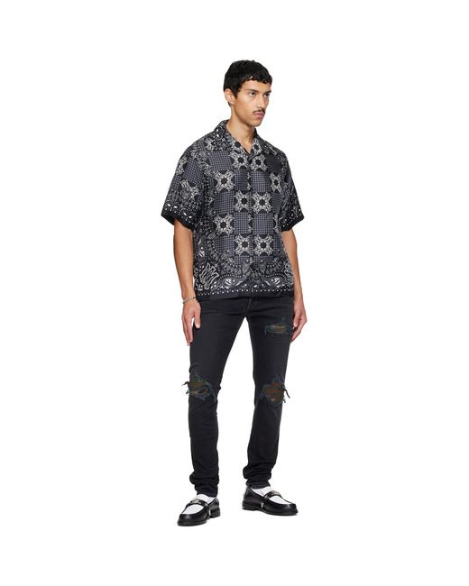 Amiri Black Ma Check Camp Shirt for men