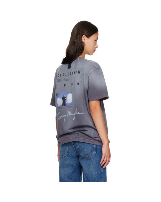 Mugler Blue Short Sleeves Logo T-Shirt
