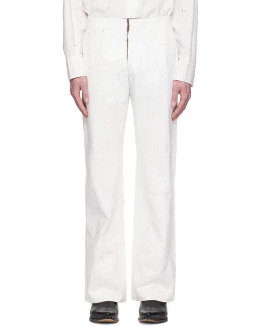 Pantalon Blanc À Empiècement Superposé Peint MM6 by Maison Martin Margiela pour homme en coloris White