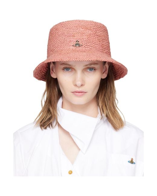 Vivienne Westwood Pink Raffia Bucket Hat