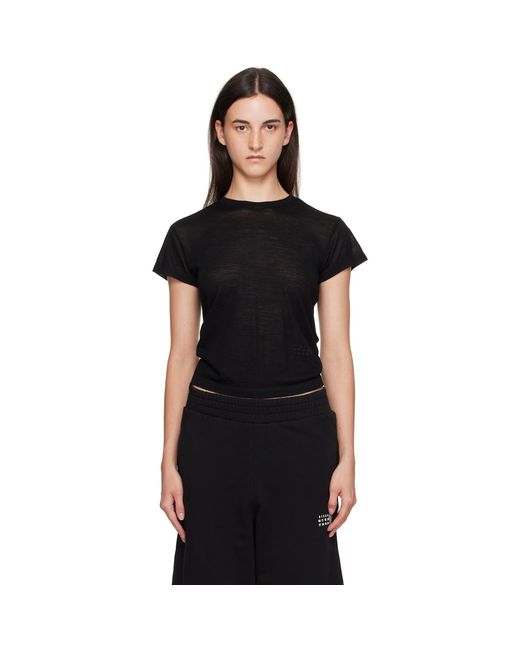 MM6 by Maison Margiela Black Sheer Wool T-Shirt