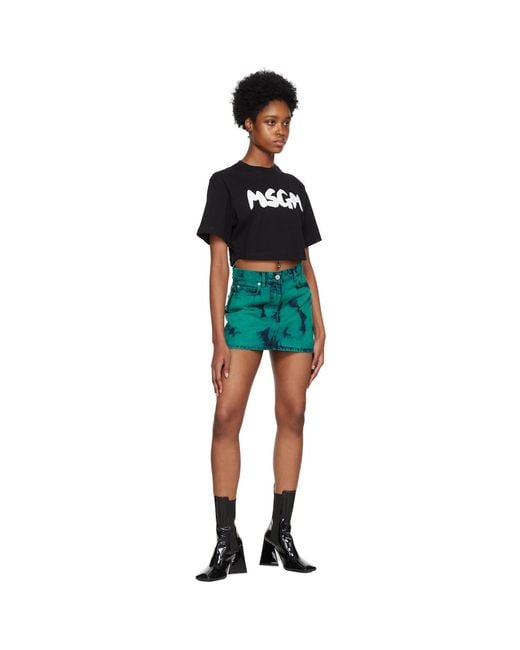 MSGM Blue Ssense Exclusive Green Tie-dye Miniskirt