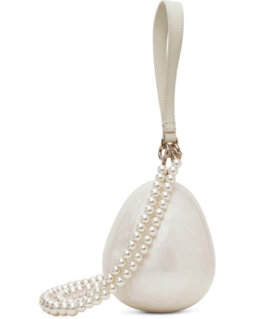 Micro sac sculptural blanc cassé à bandoulière à perles artificielles Simone Rocha en coloris White