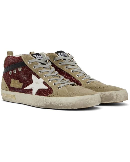 Golden Goose Deluxe Brand Black Taupe & Burgundy Mid Star Sneakers