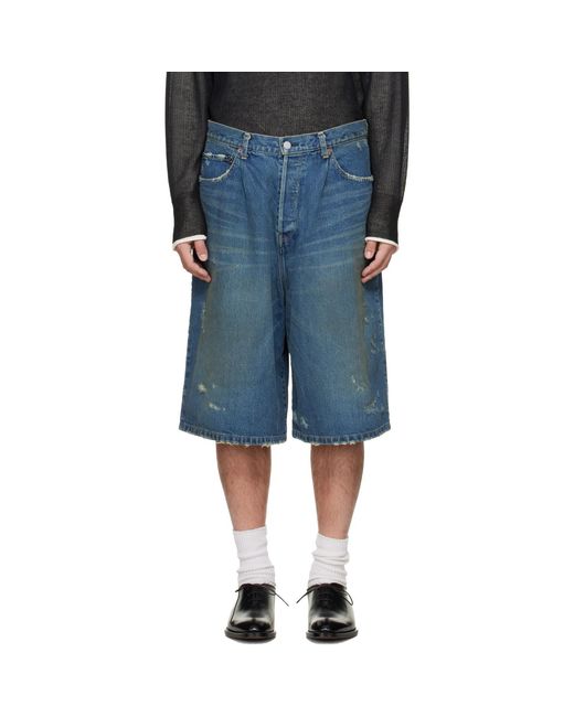 Ssstein Blue Baggy Denim Shorts for men