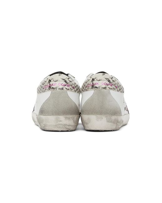 golden goose white glitter star snakeskin superstar sneakers