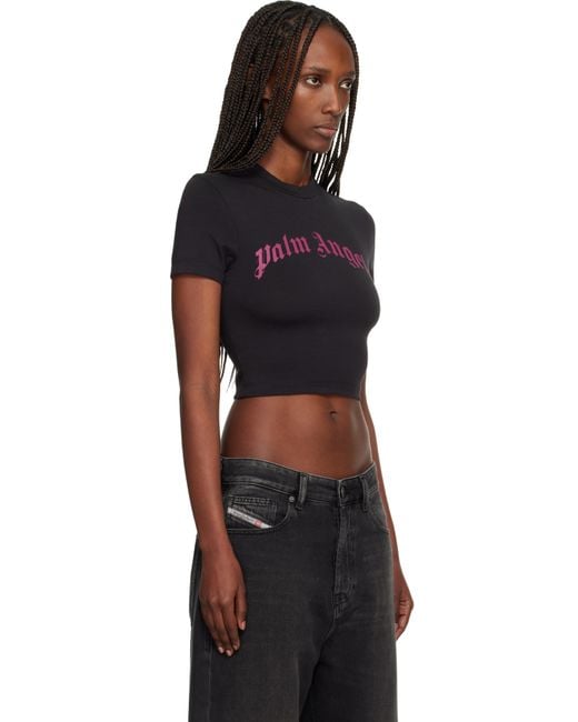 Palm Angels Black Curved Logo Baby T-Shirt