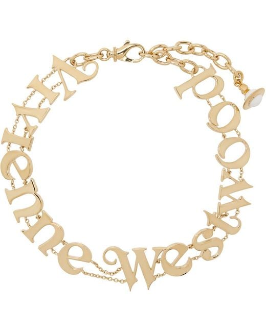 Vivienne Westwood Metallic Raimunda Branded-lettering Brass Choker