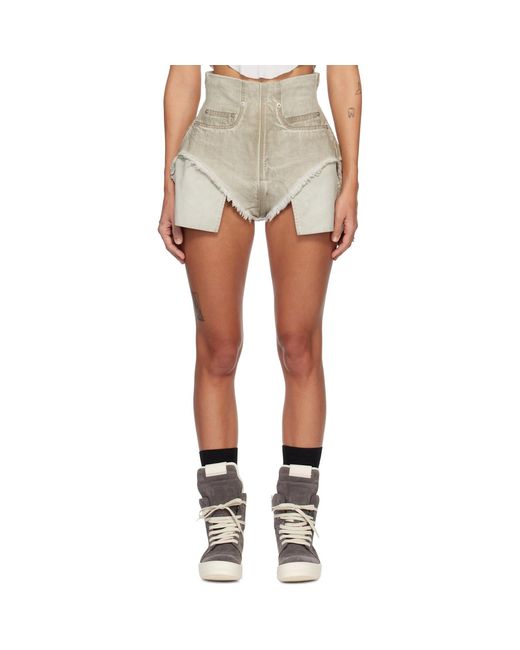 Rick Owens Multicolor Temple Dirt Cutoff Denim Shorts