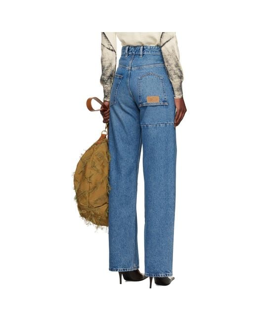 MM6 by Maison Margiela Blue Wide-Leg Jeans