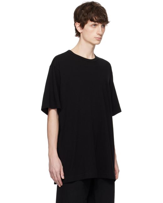 メンズ Yohji Yamamoto ブラック Ultima ジャージ ラウンドネック Tシャツ Black