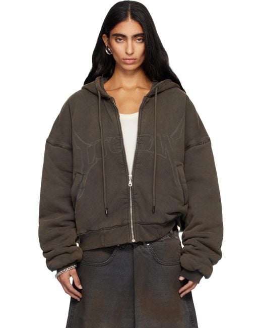 Lu'u Dan Black Washed Out Zip Up Hoodie