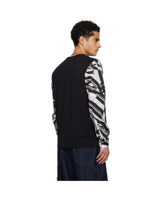 Dries Van Noten Black Poplin Sleeve T-Shirt for men