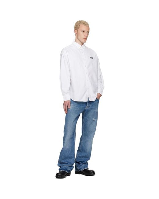 Aape By A Bathing Ape White 'Aapenow' Moonface Logo Long Sleeve Shirt for men
