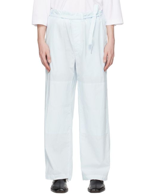 Lemaire White Blue Judo Trousers for men