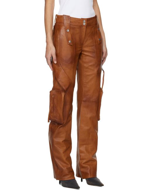 Blumarine Brown Bellows Pocket Leather Pants