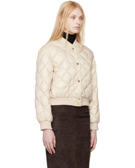 Max Mara Natural Beige The Cube Quilted Reversible Down Bomber Jacket