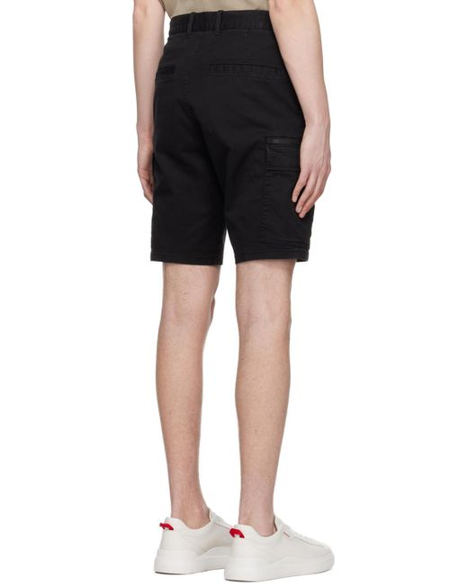HUGO Black Patch Cargo Shorts for men
