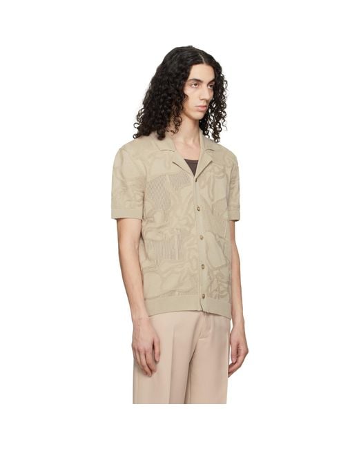 Boss Natural Knit Cotton Jacquard Shirt for men