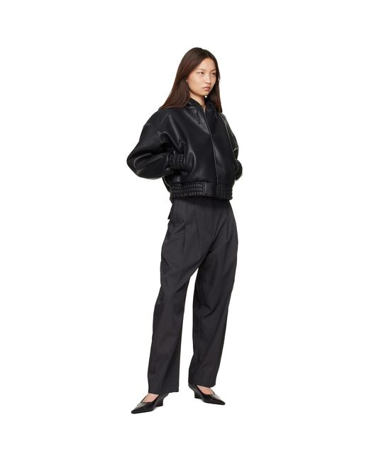 Frankie Shop Black Jackson Bonded Faux-Leather Bomber Jacket