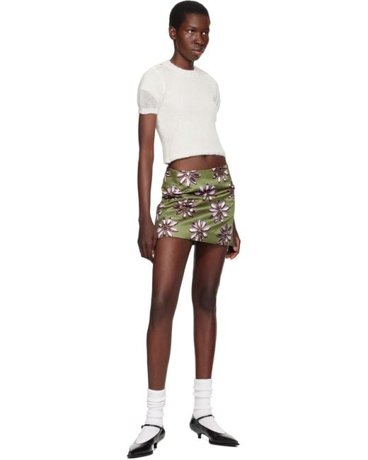 MERYLL ROGGE Black Daisy Scuba Satin Straight Miniskirt