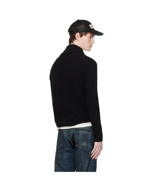 RRL Black Cashmere Shawl-Collar Cardigan for men
