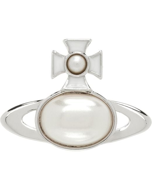 Vivienne Westwood White Gaby Single Stud Earring for men