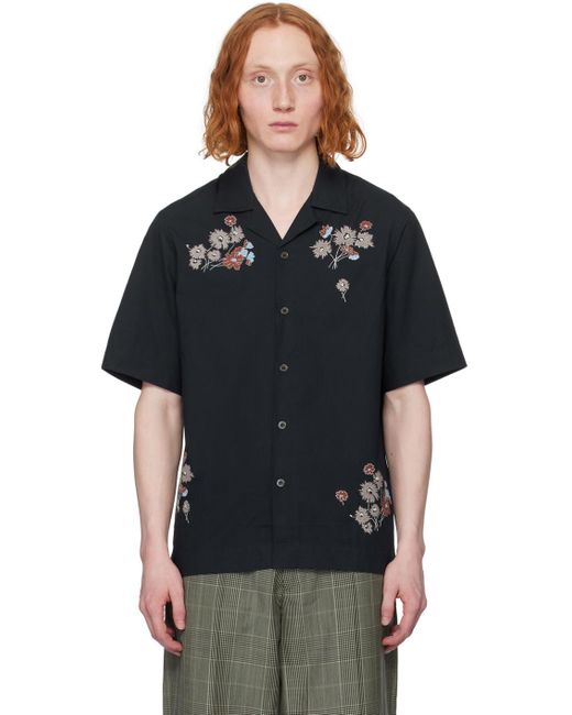 Paul Smith Black Navy Embroidered Shirt for men