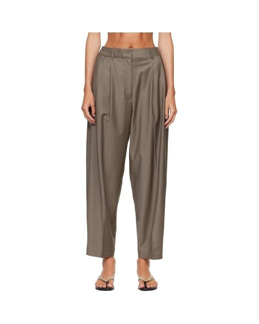 Cordera Brown Virgin Wool Masculine Barrel Trousers