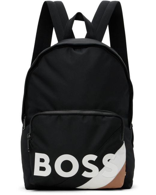 Boss Black Striped Backpack for men