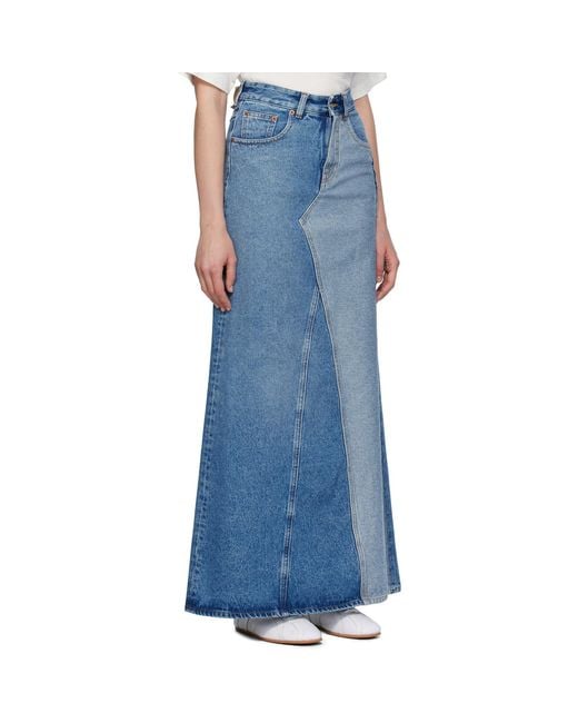 MM6 by Maison Margiela Blue Faded Denim Maxi Skirt