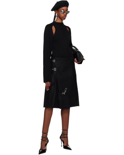 Jean Paul Gaultier Black Gray 'the Iconic' Midi Skirt