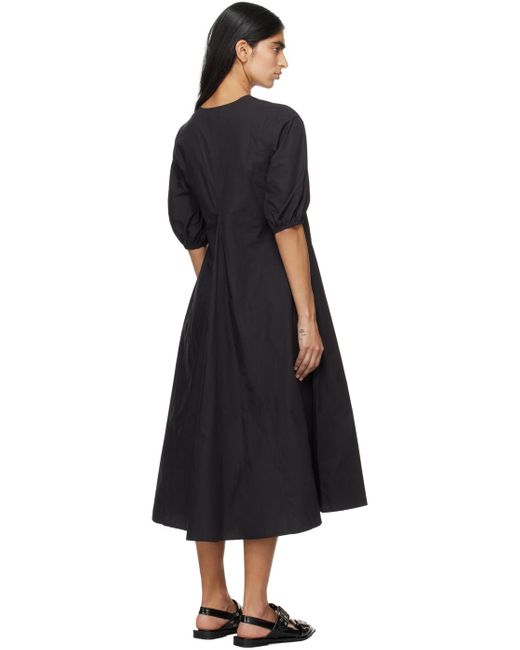 Ganni Black V-neck Midi Dress