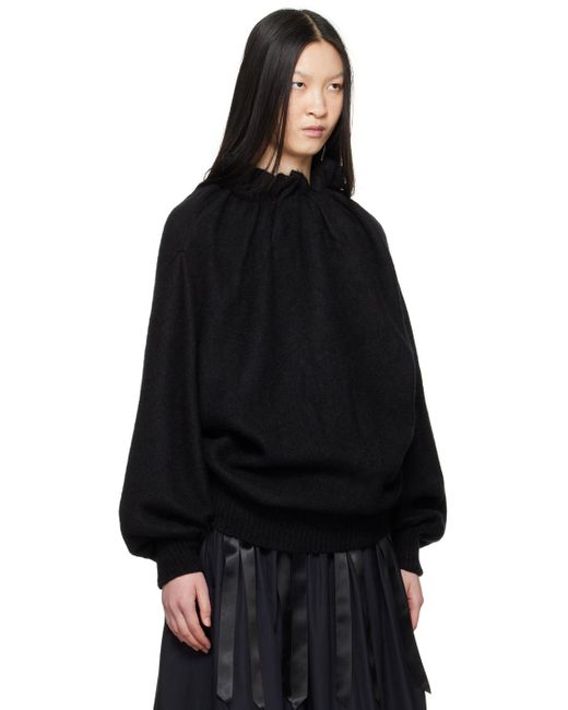 Simone Rocha Black Gathered Pleated Neck Sweater