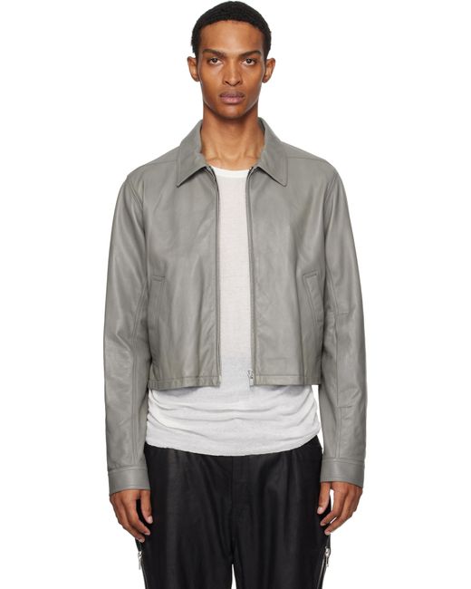 Rick Owens Concordians Alice Brad Leather Jacket in Gray for Men