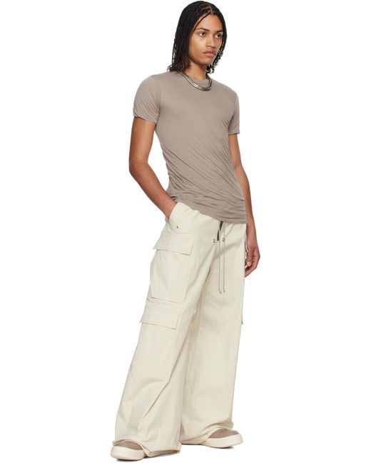 メンズ Rick Owens トープ Hollywood Double 半袖Tシャツ Multicolor