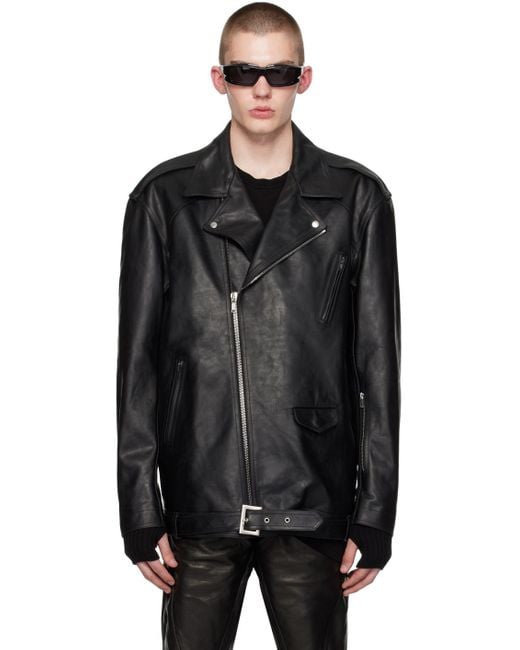 メンズ Rick Owens Jumbo Luke Stooges レザージャケット Black