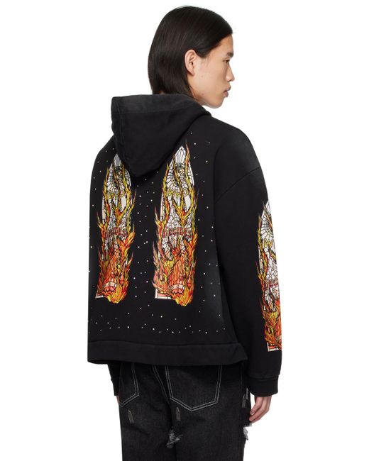 Who Decides War Black Flame Glass Hoodie for men
