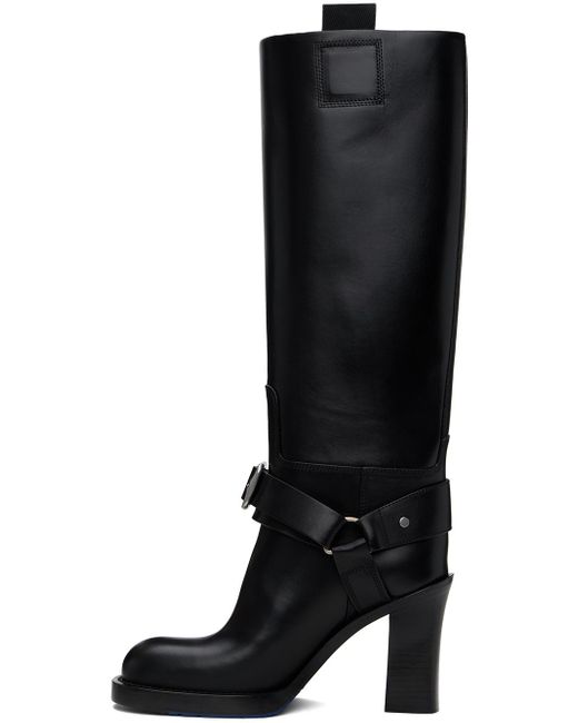 Burberry Black Leather Stirrup High Boots