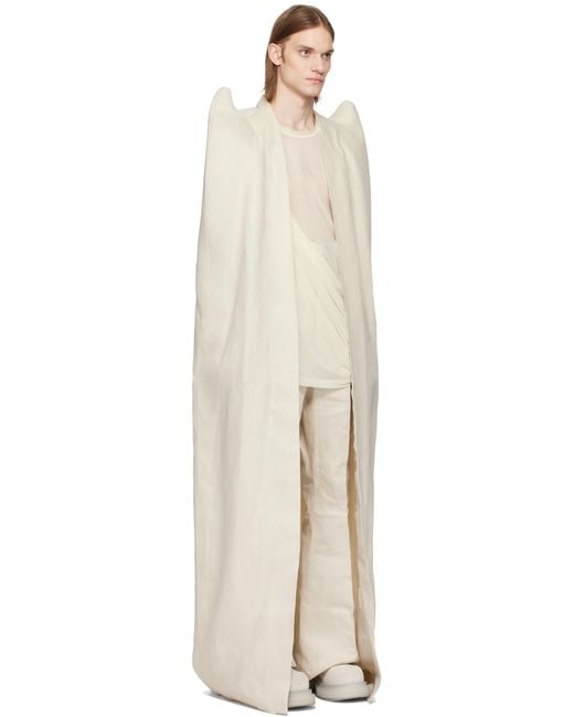 メンズ Rick Owens オフホワイト Hollywood Cape コート Black