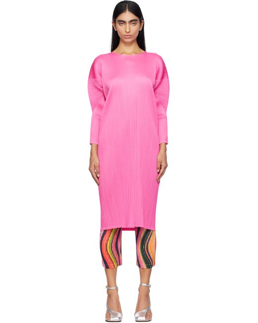 Pleats Please Issey Miyake Pink Monthly Colors October Midi Dress
