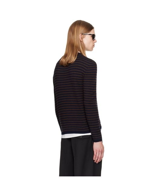 TONYWACK Black Merino Wool Essential Stripe Sweater for men