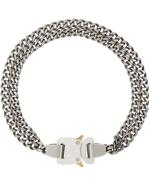 1017 ALYX 9SM Metallic Silver 2x Chain Buckle Necklace for men
