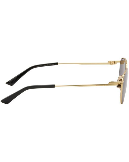 Bottega Veneta Black Gold Round Sunglasses for men
