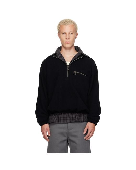 Rier Black Polar Fleece Sweater for men