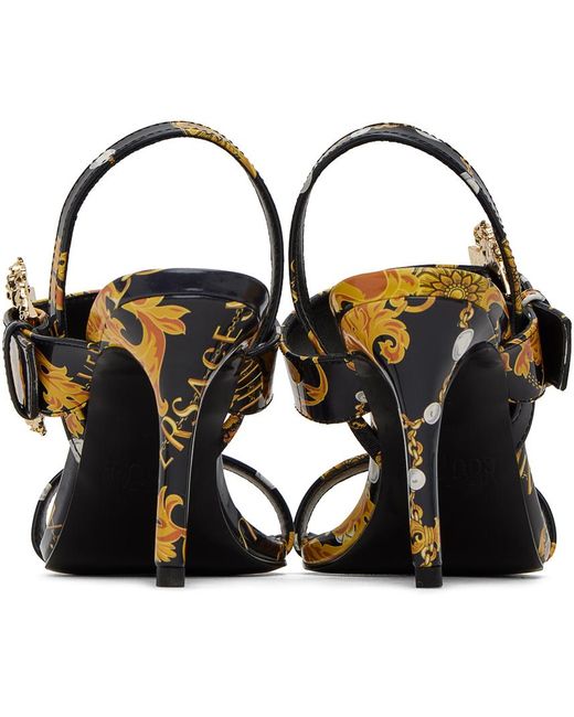 Versace Black & Gold Emily Baroque Heeled Sandals