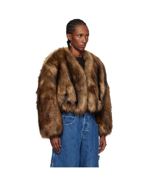 Alexander Wang Brown Cropped Faux-Fur Jacket